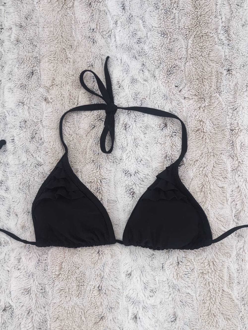 Old Navy Ruffle Detail Black String Bikini Top